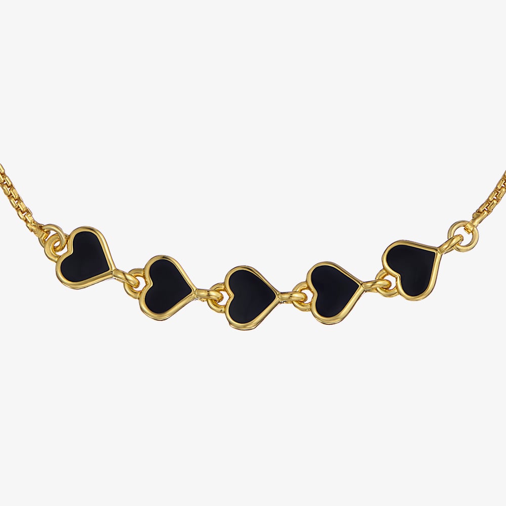 Ted Baker HARRIET Gold Tone Plated Black Enamel Heart Bracelet TBJ4214-02-05