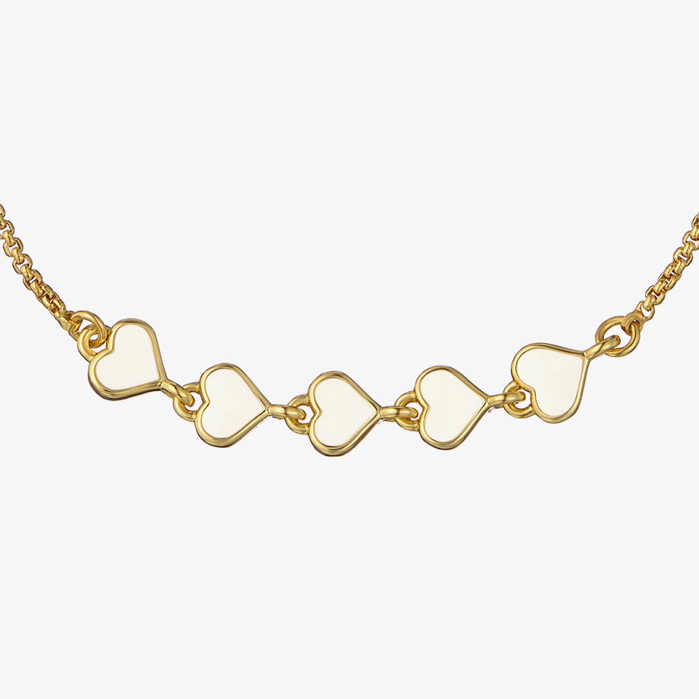 Ted Baker HARRIET Gold Tone Plated White Enamel Heart Bracelet TBJ4214-02-08