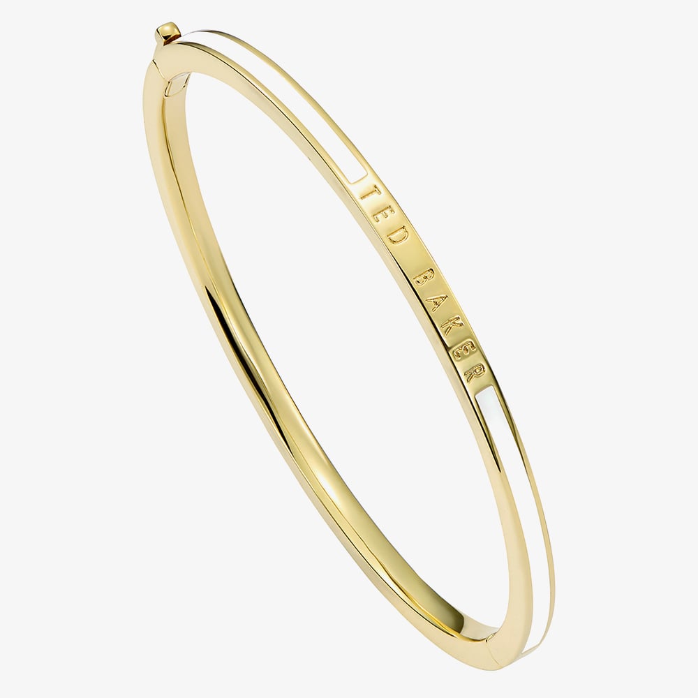 Ted Baker ROLEY Gold Tone Plated White Enamel Bangle TBJ4163-02-08