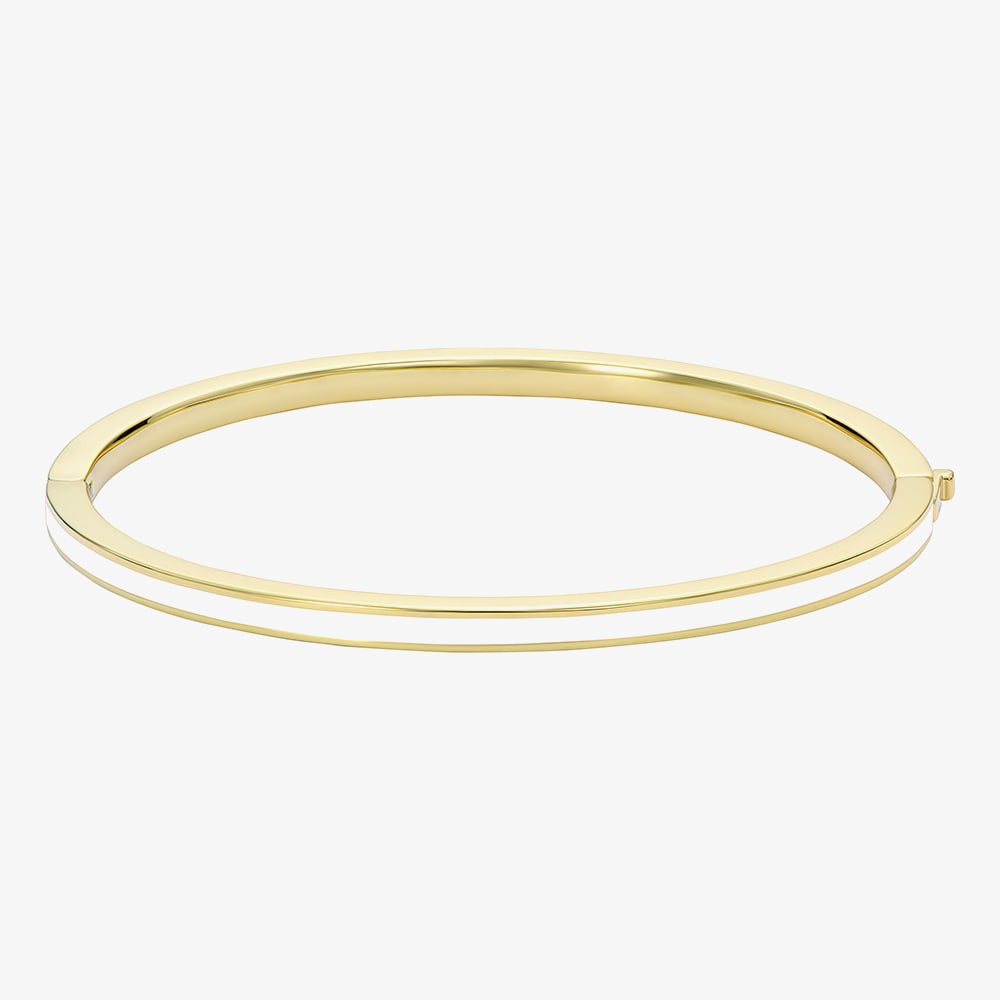 Ted Baker ROLEY Gold Tone Plated White Enamel Bangle TBJ4163-02-08