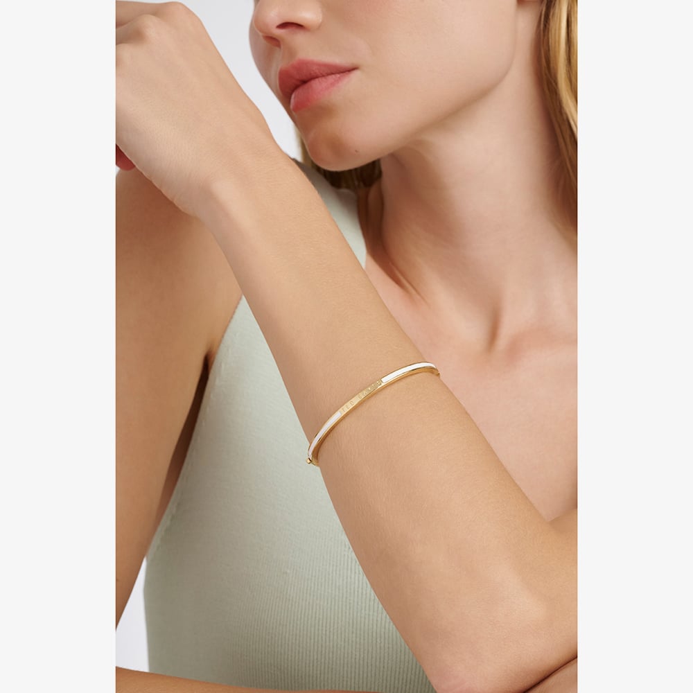 Ted Baker ROLEY Gold Tone Plated White Enamel Bangle TBJ4163-02-08
