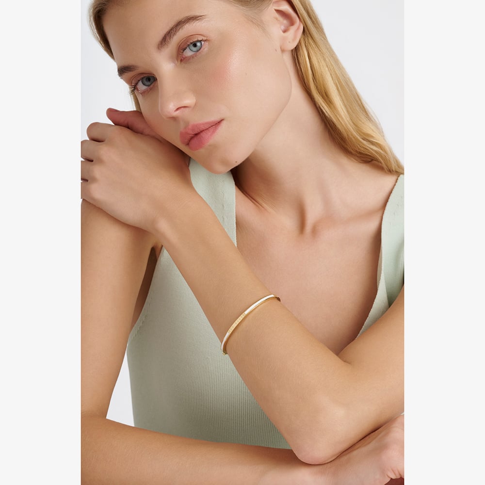 Ted Baker ROLEY Gold Tone Plated White Enamel Bangle TBJ4163-02-08
