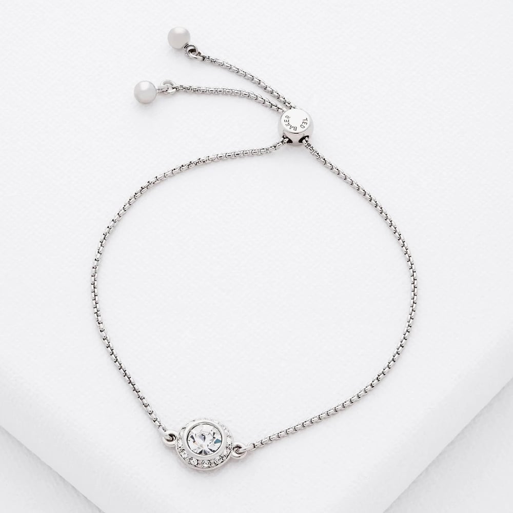 Ted Baker SOLETA Solitaire Sparkle Silver Tone & Crystal Adjustable Bracelet TBJ3699-01-02
