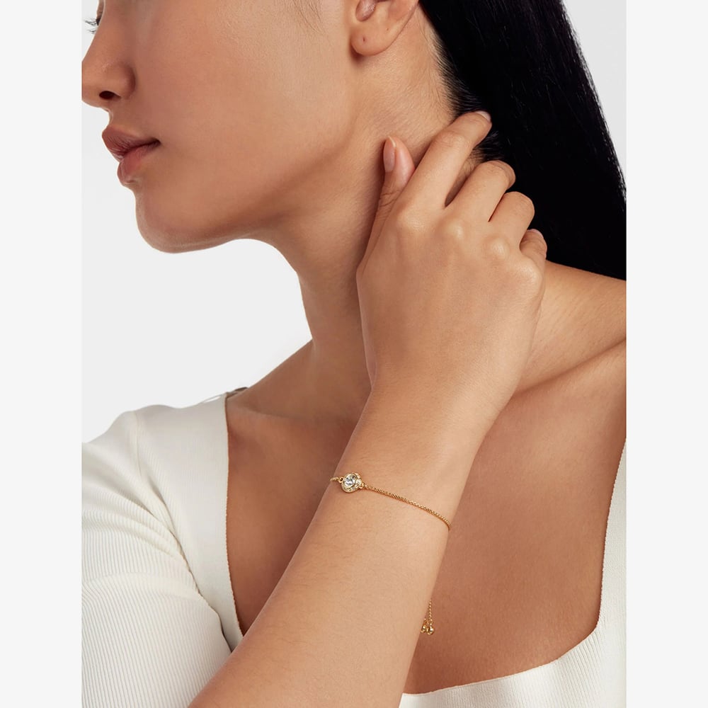 Ted Baker SOLETA Solitaire Sparkle Gold Tone & Crystal Adjustable Bracelet TBJ3699-02-02