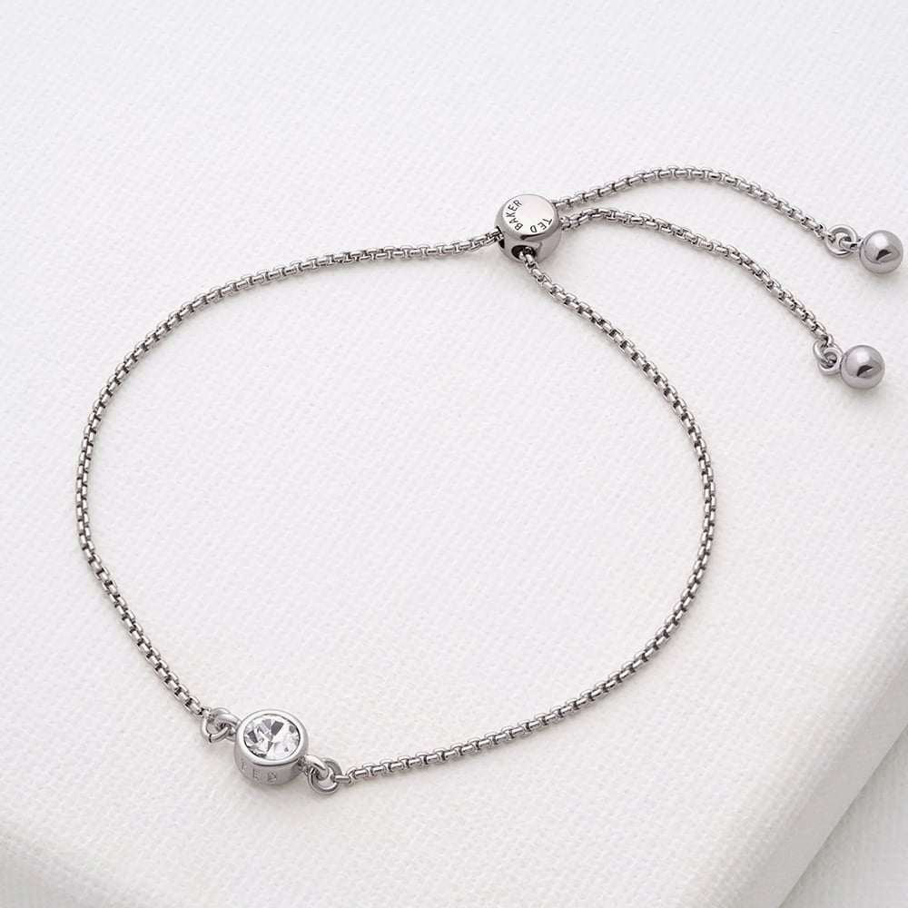 Ted Baker SARSAA Silver Tone Mini Crystal Adjustable Slider Bracelet TBJ3180-01-02