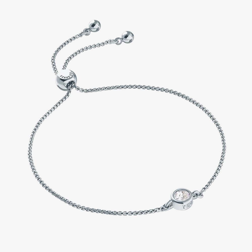 Ted Baker SARSAA Silver Tone Mini Crystal Adjustable Slider Bracelet TBJ3180-01-02