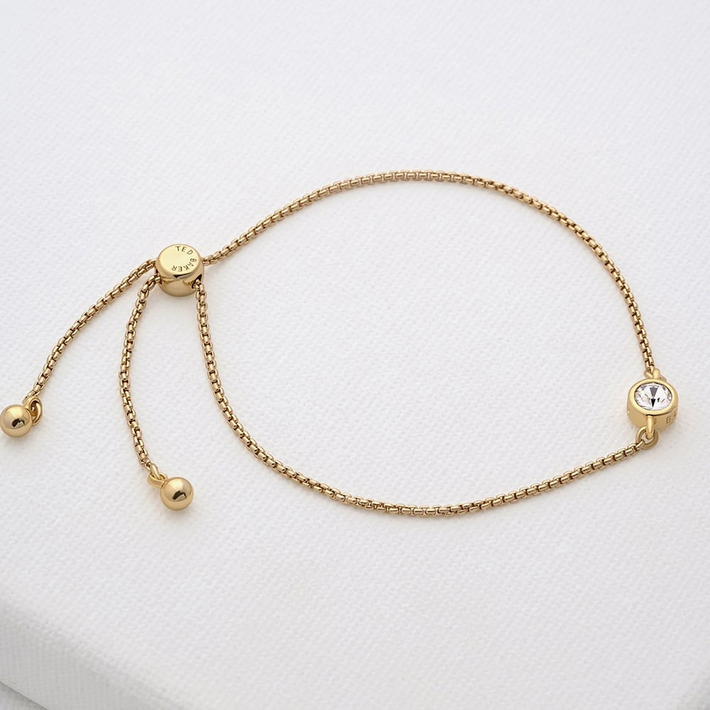 Ted Baker SARSAA Silver Gold Mini Crystal Adjustable Slider Bracelet TBJ3180-02-02