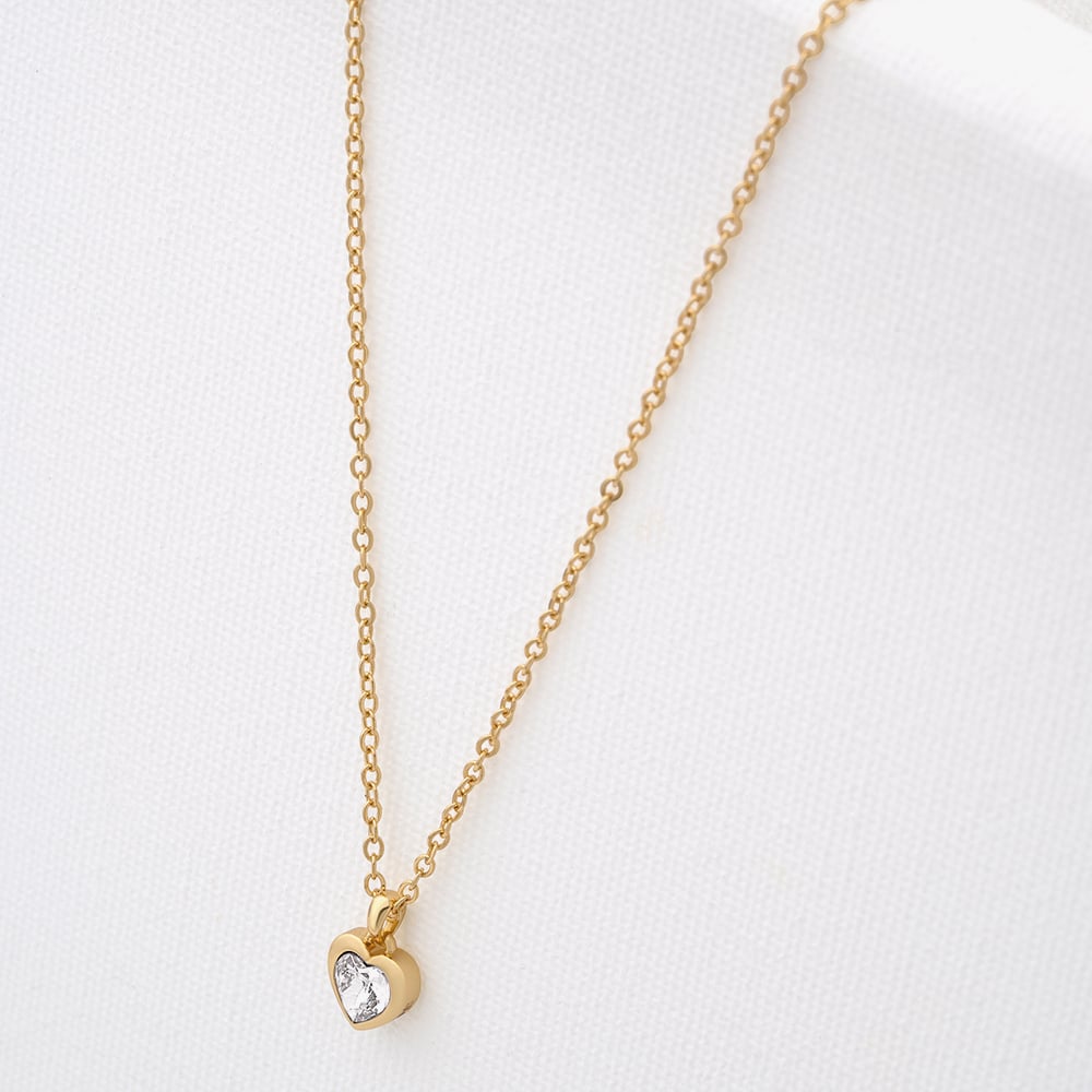 Ted Baker HANNELA Gold Tone Crystal Heart Pendant Necklace TBJ1681-02-02