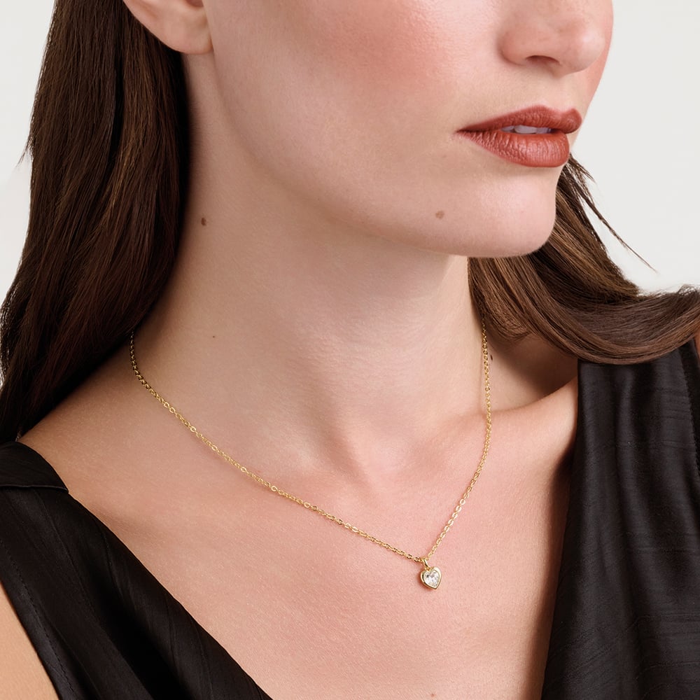 Ted Baker HANNELA Gold Tone Crystal Heart Pendant Necklace TBJ1681-02-02