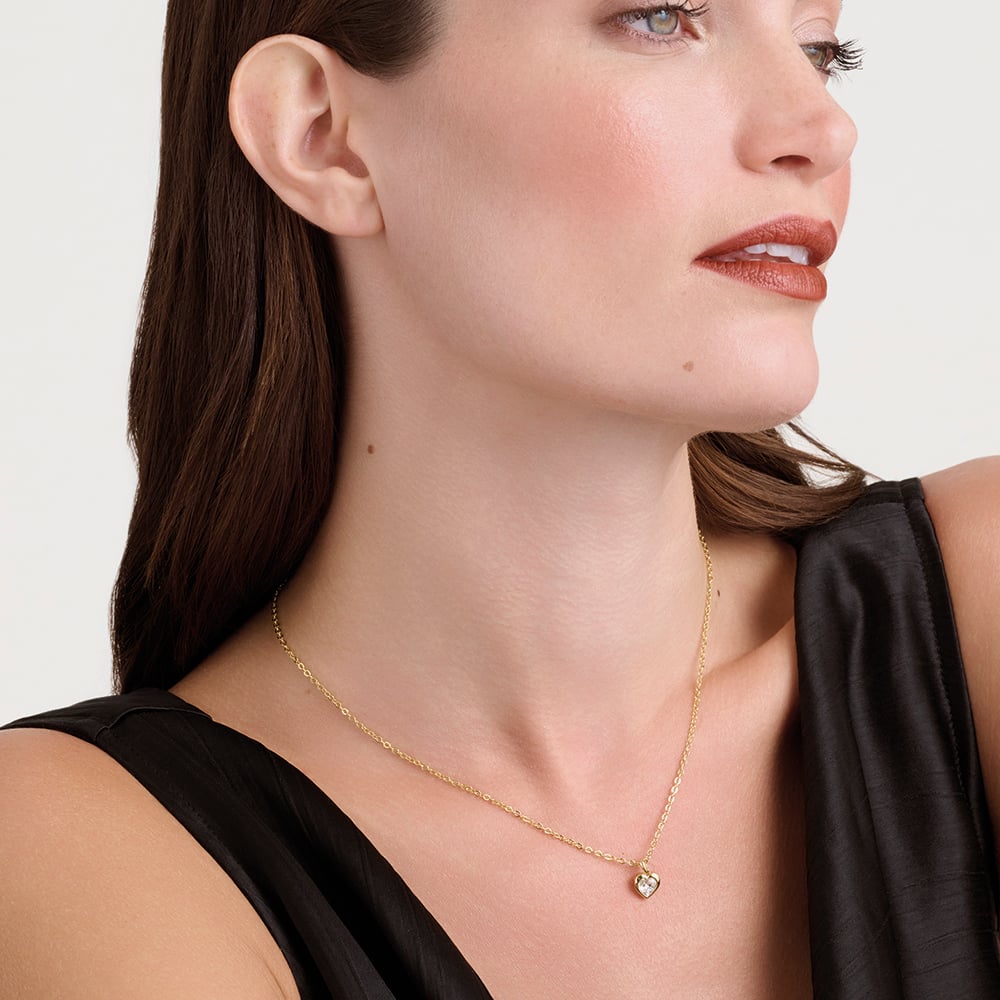 Ted Baker HANNELA Gold Tone Crystal Heart Pendant Necklace TBJ1681-02-02