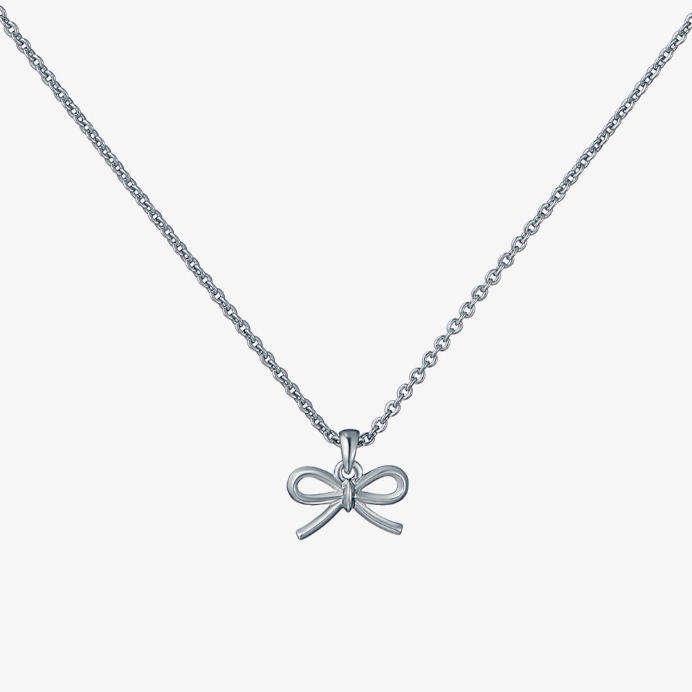 Ted Baker Silver Blaire Mini Metal Bow Necklace - 42cm