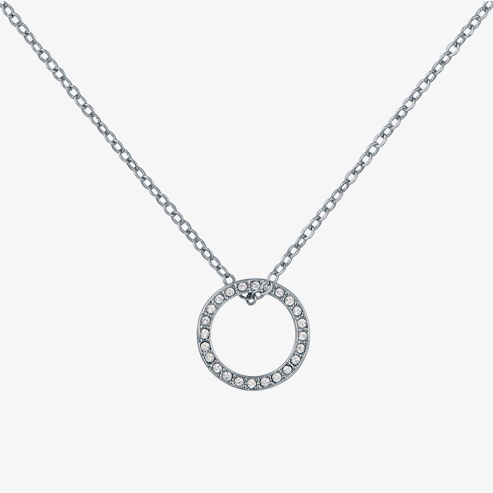 Ted Baker HERI Silver Tone Plated Crystal Open Circle Pendant TBJ4225-01-02