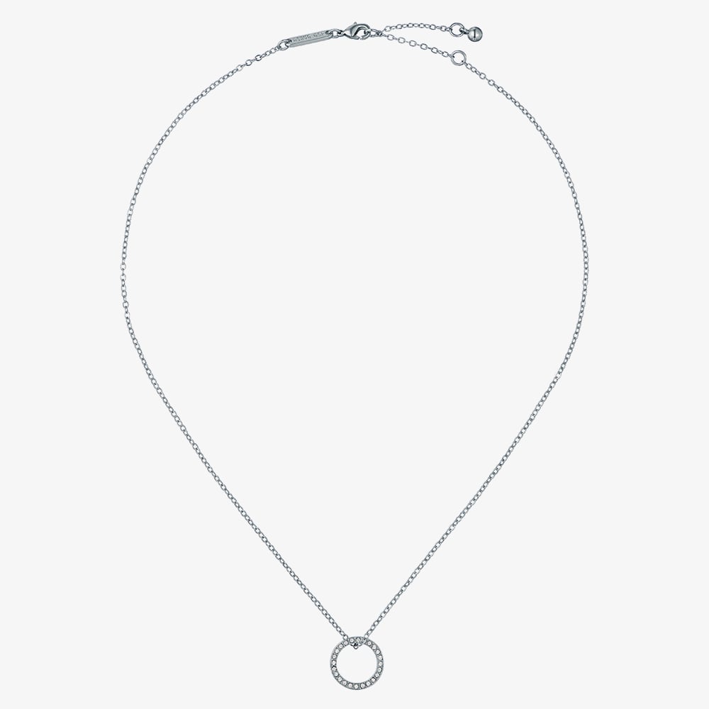Ted Baker HERI Silver Tone Plated Crystal Open Circle Pendant TBJ4225-01-02