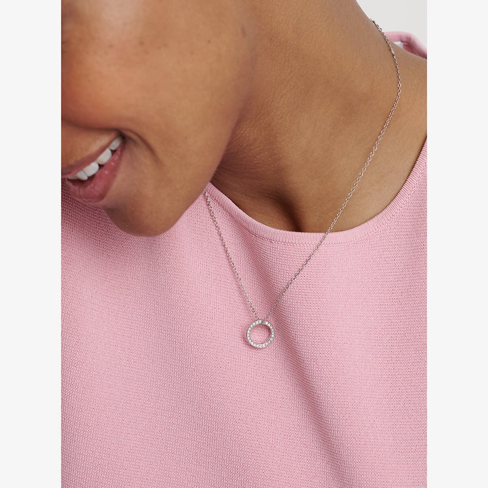 Ted Baker HERI Silver Tone Plated Crystal Open Circle Pendant TBJ4225-01-02