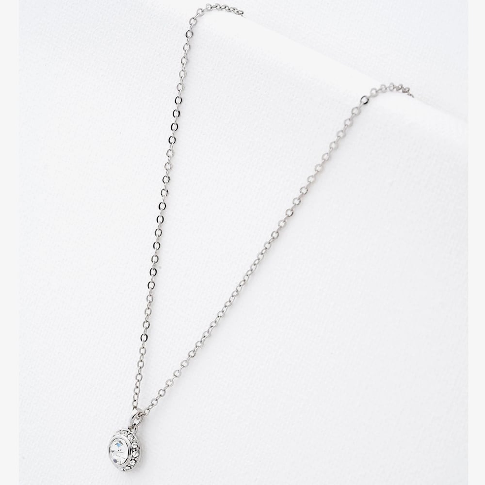 Ted Baker SOLTELL Solitaire Sparkle Silver Tone & Crystal Pendant TBJ3695-01-02