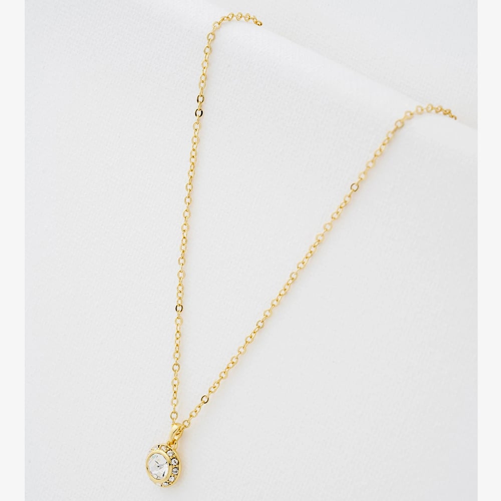 Ted Baker SOLTELL Solitaire Sparkle Gold Tone & Crystal Pendant TBJ3695-02-02