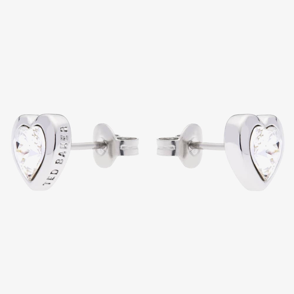 Ted Baker HAN Silver Tone Crystal Heart Stud Earrings TBJ1654-01-02