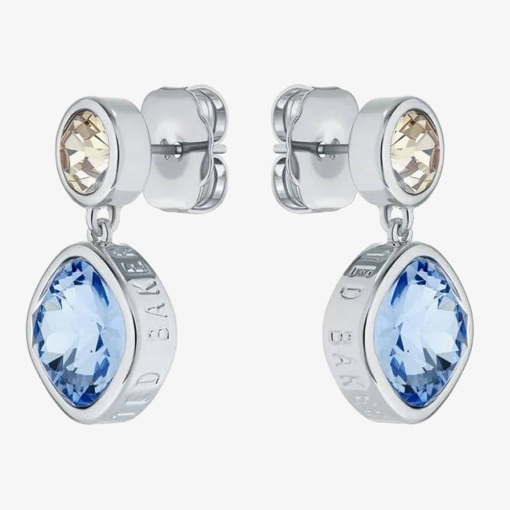 Ted Baker CRASET Silver Tone Blue & Gold Crystal Dropper Earrings TBJ3694-01-211