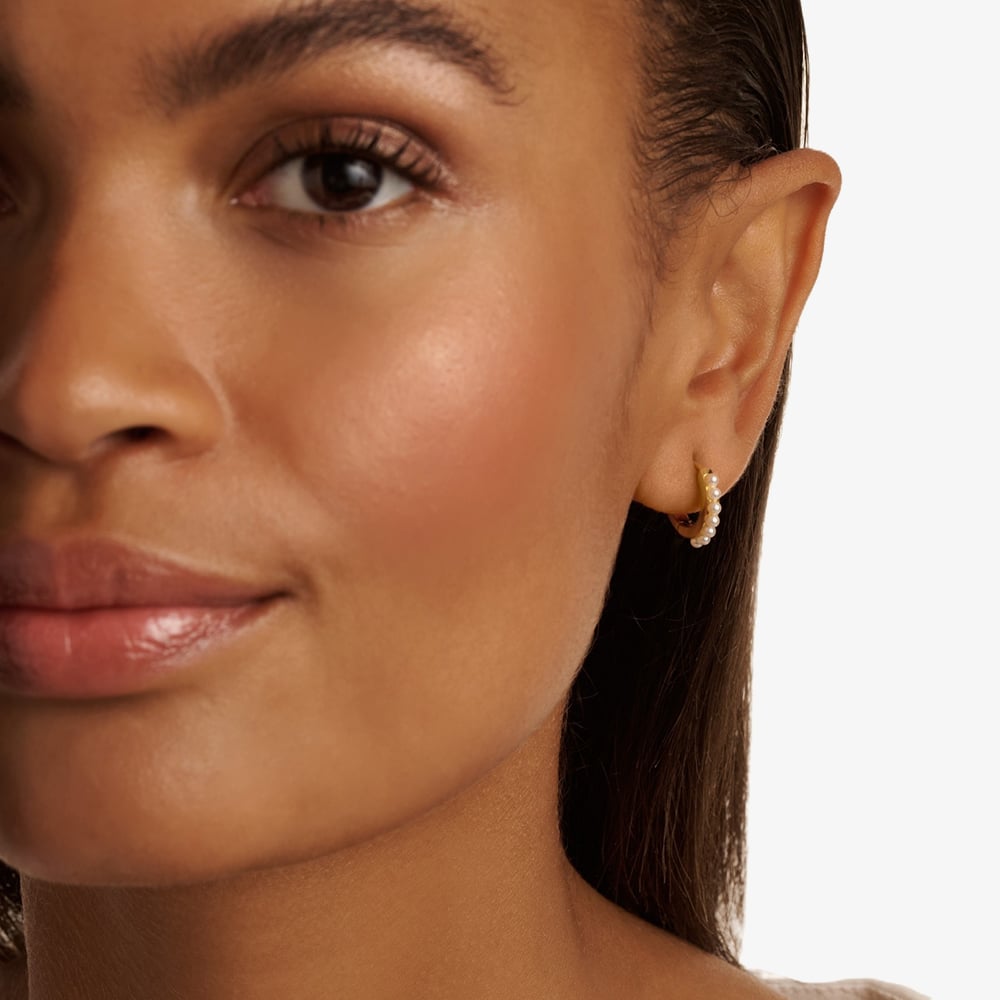 Ted Baker PERSIA Gold Tone Pearl Huggie Hoop Earrings TBJ3983-02-28