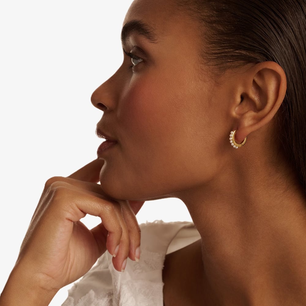 Ted Baker PERSIA Gold Tone Pearl Huggie Hoop Earrings TBJ3983-02-28