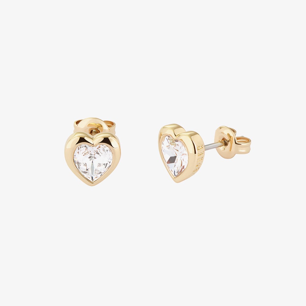 Ted Baker HAN Gold Tone Crystal Heart Stud Earrings TBJ1654-02-02