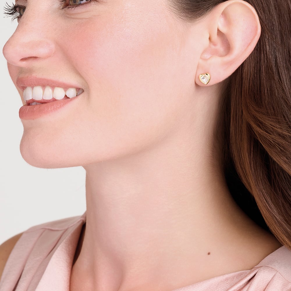 Ted Baker HAN Gold Tone Crystal Heart Stud Earrings TBJ1654-02-02