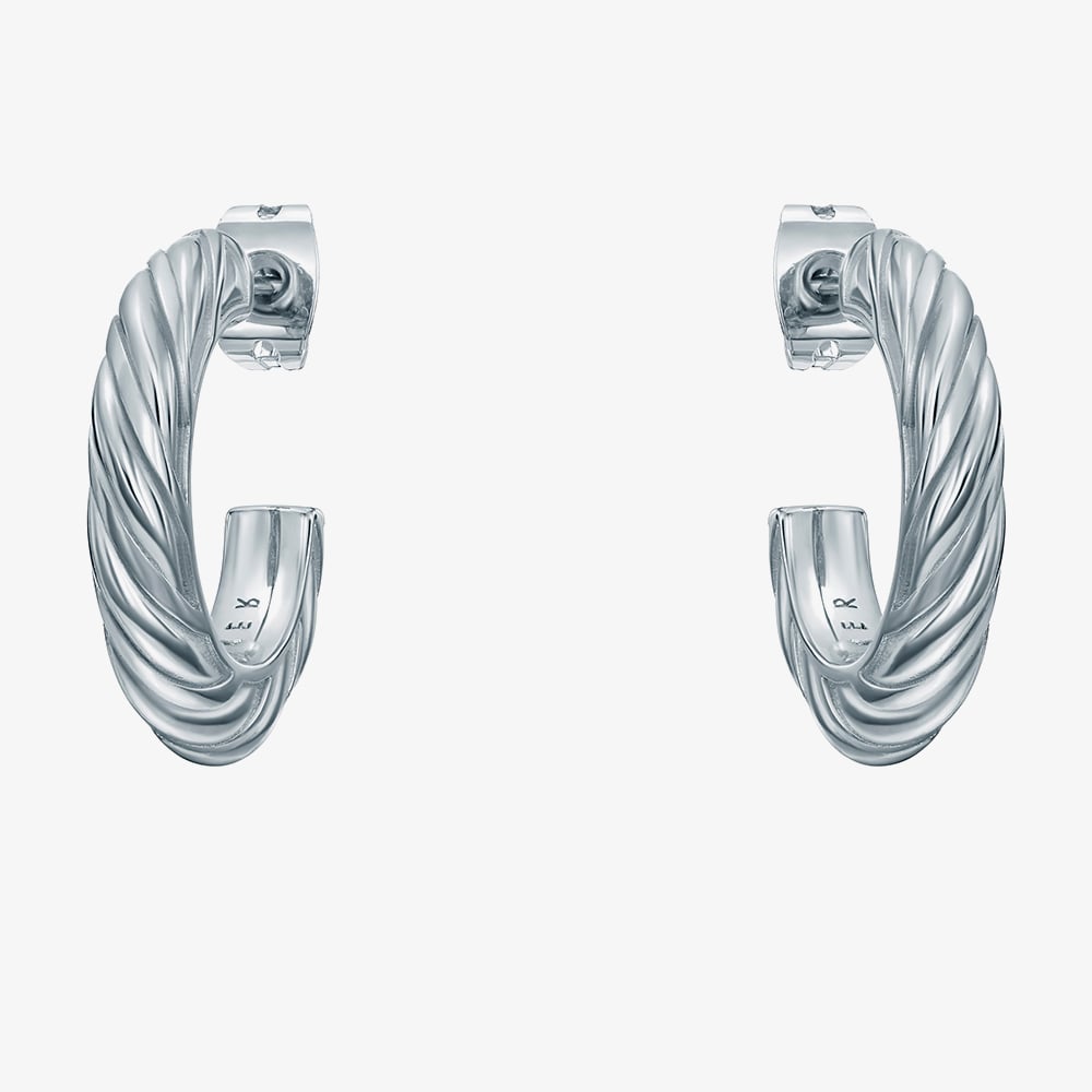 Ted Baker MELANIE Silver Tone Plated Twist Hoop Earrings TBJ4186-01-03