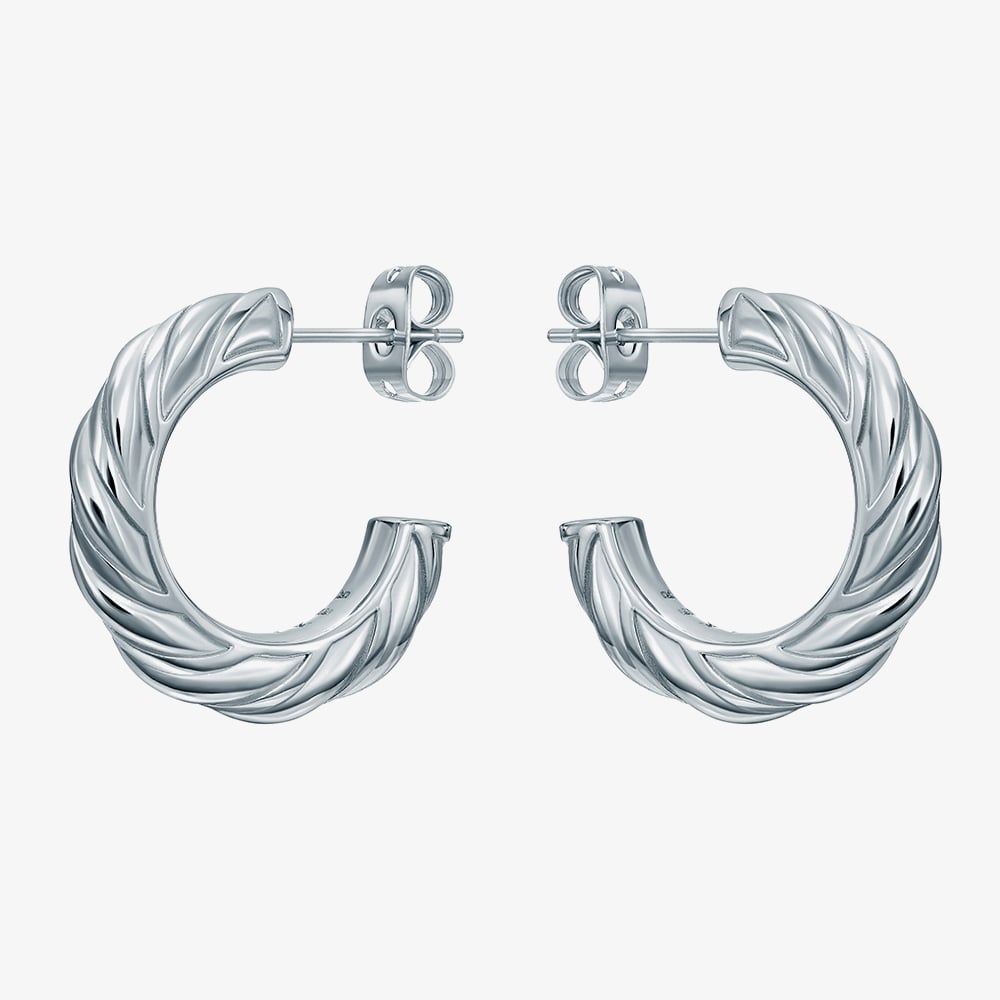Ted Baker MELANIE Silver Tone Plated Twist Hoop Earrings TBJ4186-01-03