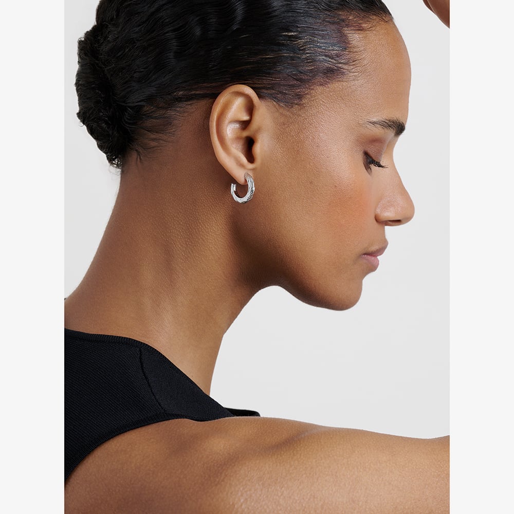 Ted Baker MELANIE Silver Tone Plated Twist Hoop Earrings TBJ4186-01-03