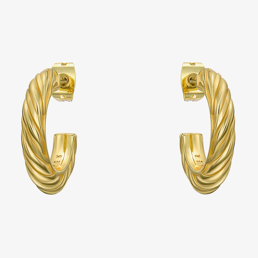 Ted Baker MELANIE Gold Tone Plated Twist Hoops Earrings TBJ4186-02-03