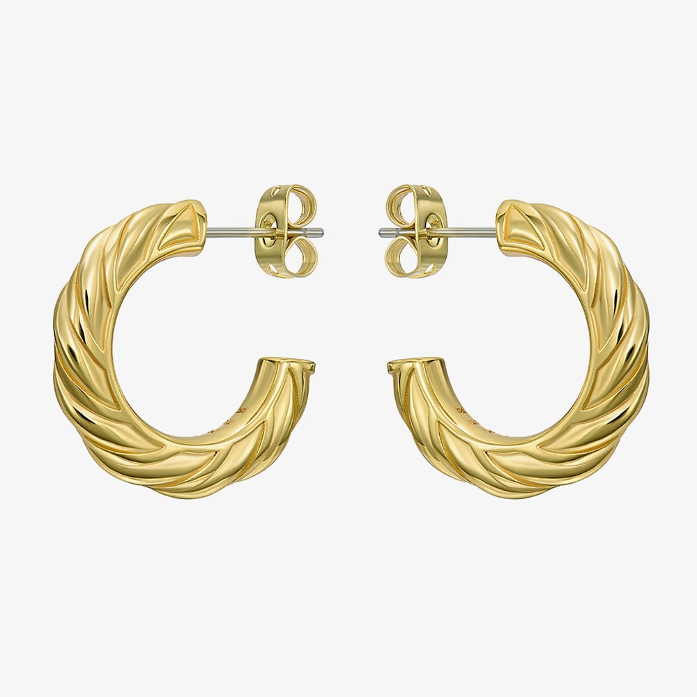 Ted Baker MELANIE Gold Tone Plated Twist Hoops Earrings TBJ4186-02-03
