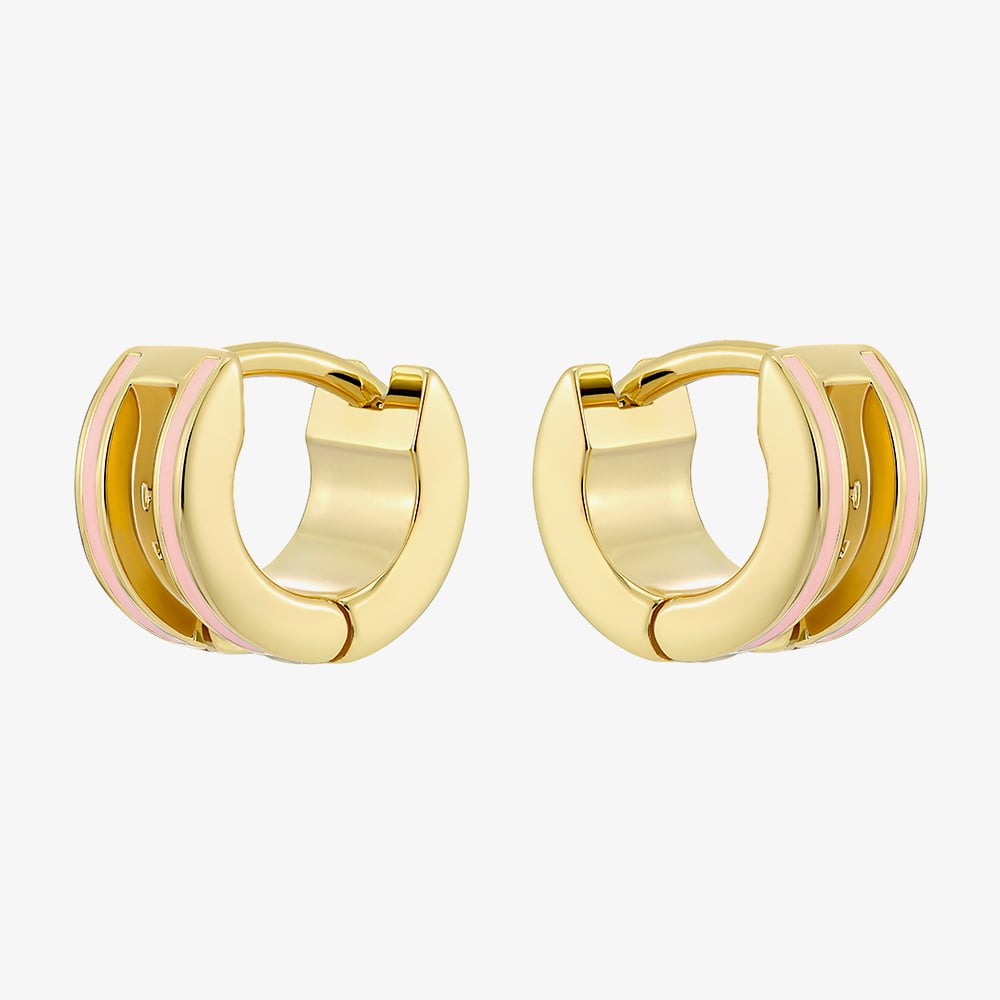 Ted Baker ROLO Gold Tone Plated Pink Enamel Roll Huggie Hoop Earrings TBJ4162-02-56