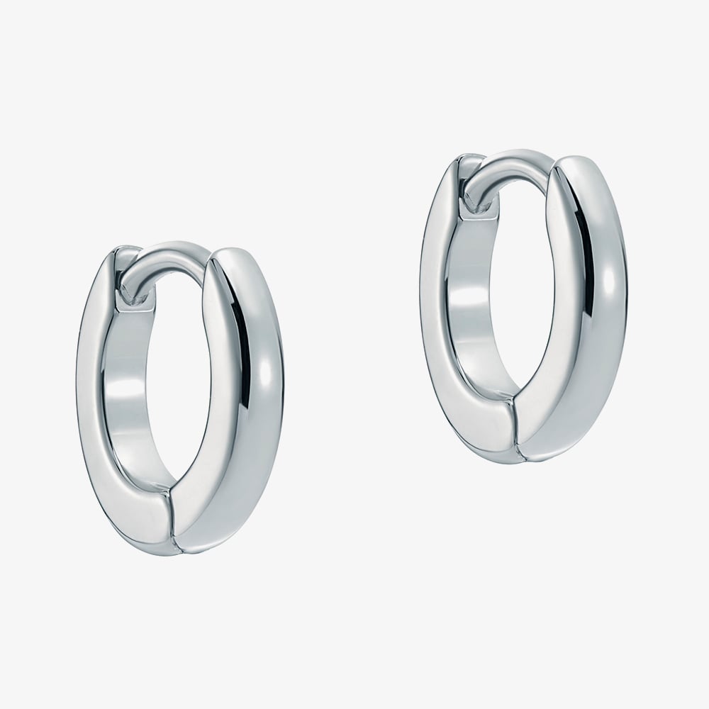 Ted Baker CRISETE Silver Tone Plated Logo Huggie Hoop Earrings TBJ3745-01-03