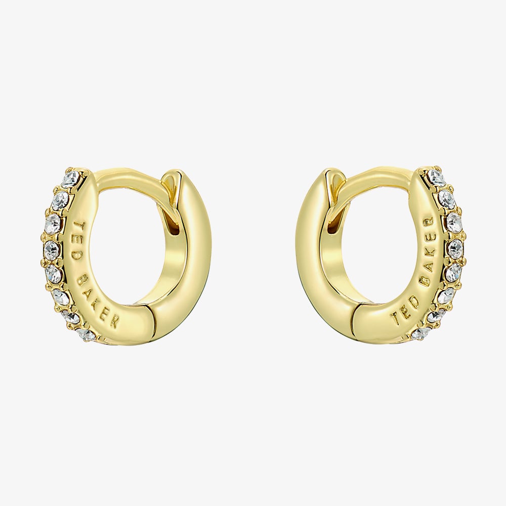 Ted Baker HETTIE Gold Tone Plated Crystal Huggie Hoop Earrings TBJ4161-02-02
