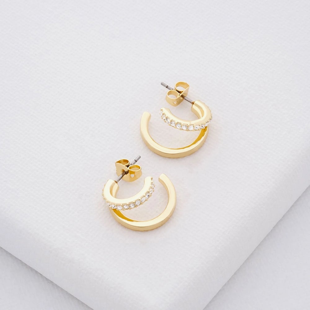 Ted Baker HELIAS Gold Tone & Crystal Hoop Earrings TBJ3458-02-02