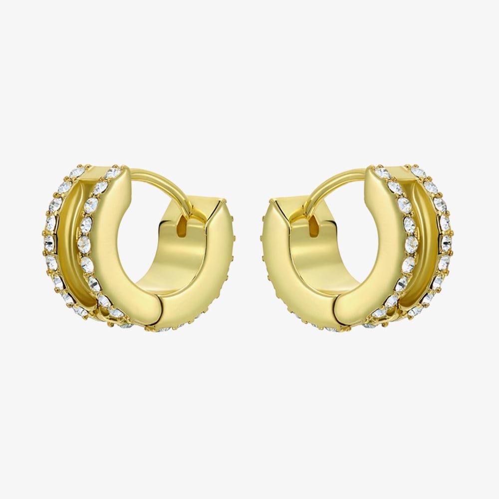 Ted Baker ROSIE Gold Tone & Crystal Roll Huggie Hoop Earrings TBJ4085-02-02