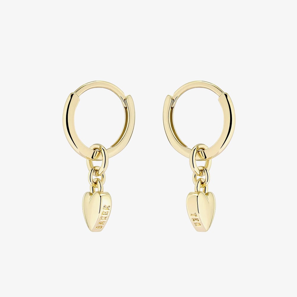 Ted Baker HARRYE Gold Tone Mini Heart Pendant Huggie Hoop Earrings TBJ2578-02-03