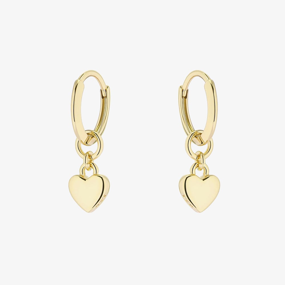 Ted Baker HARRYE Gold Tone Mini Heart Pendant Huggie Hoop Earrings TBJ2578-02-03