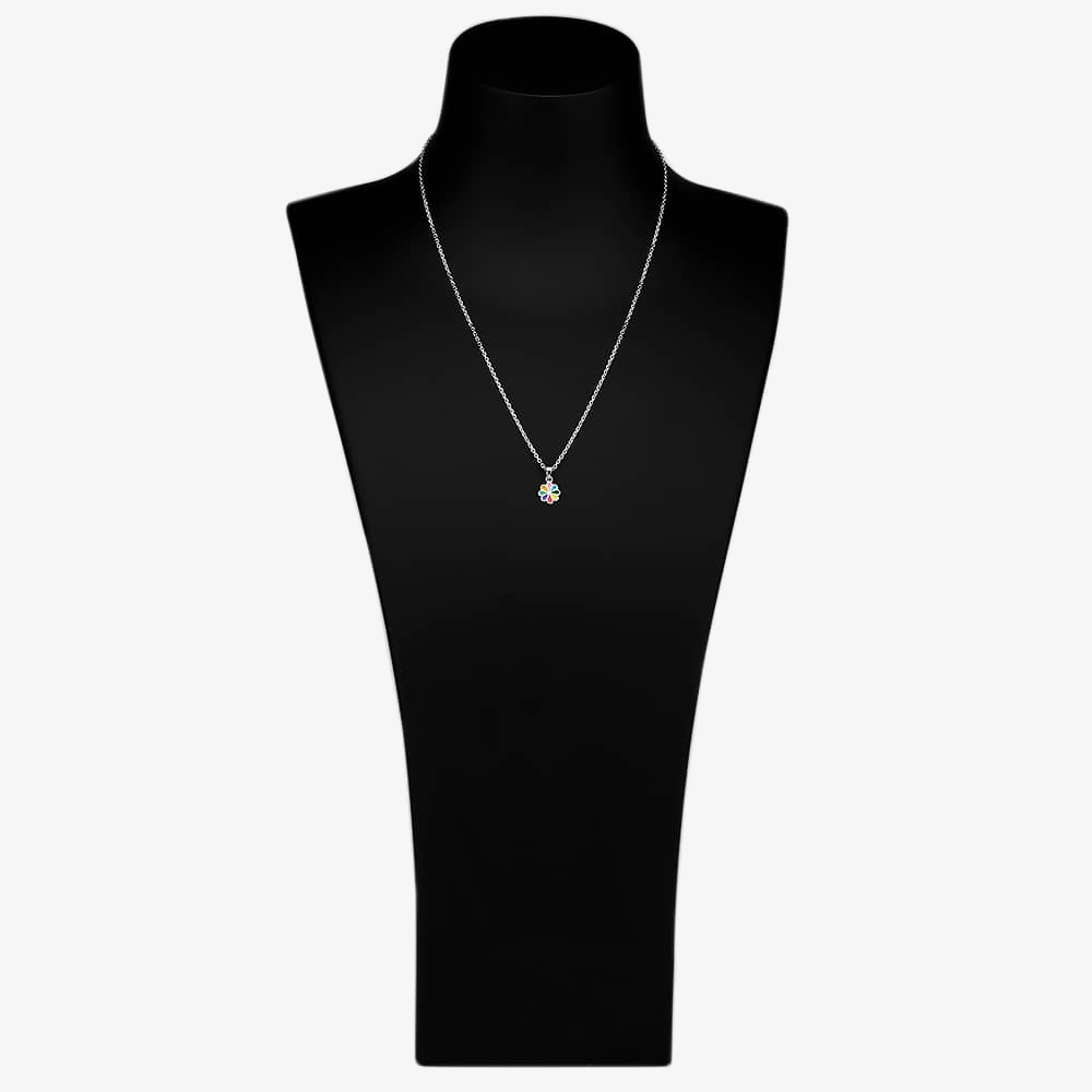 Fleur Kids Sterling Silver Multicolour Flower Pendant Necklace AZP146804