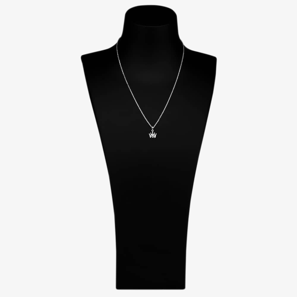 Fleur Kids Sterling Silver Cubic Zirconia Crown Pendant Necklace AZP030304
