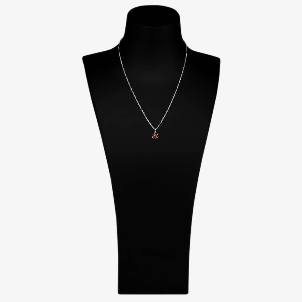 Fleur Kids Sterling Silver Red Enamel Ladybird Pendant Necklace AZP231704