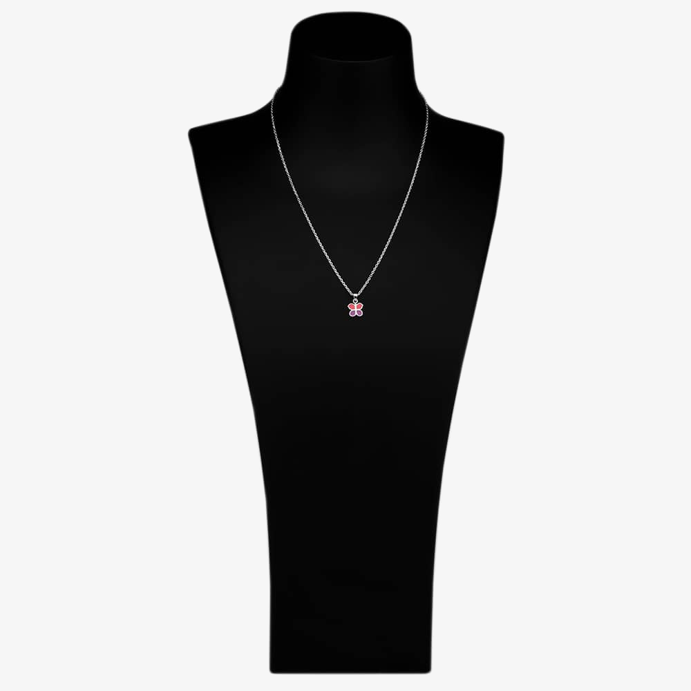 Fleur Kids Sterling Silver Pink And Purple Butterfly Pendant Necklace AZP041904
