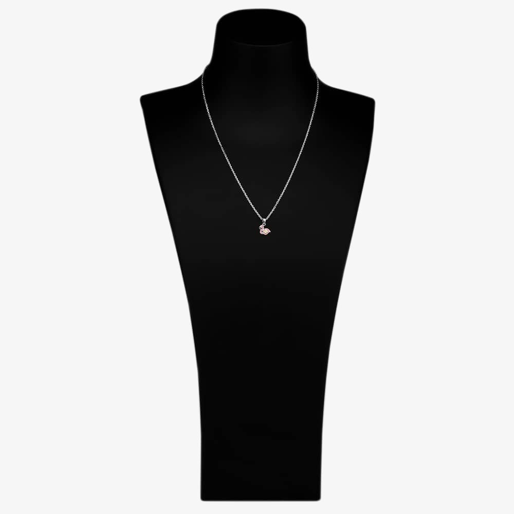 Fleur Kids Sterling Silver Pink Flamingo Pendant Necklace AZP257504