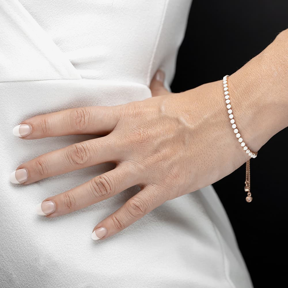 Isabella Verona Rose Gold Tone White Enamel Toggle Bracelet SBBCCRI17XXX4A0-R