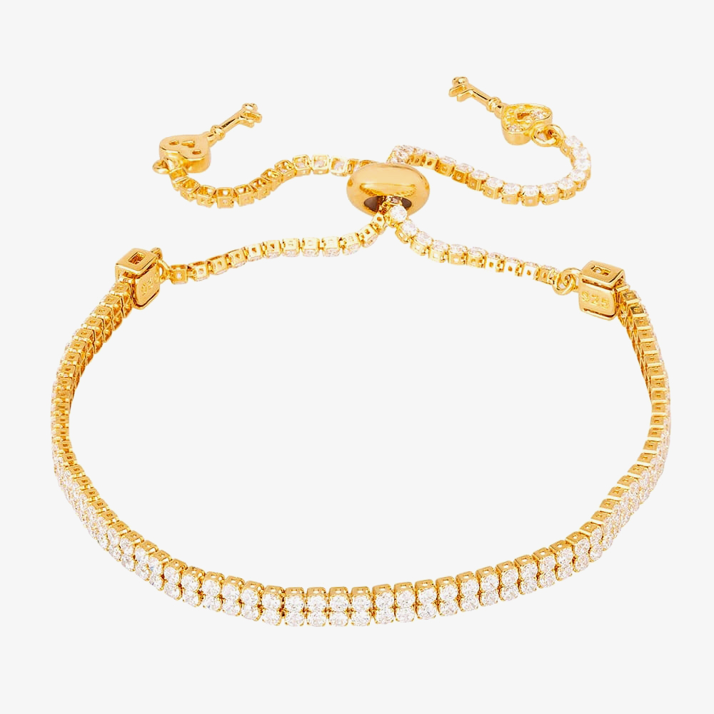 Isabella Verona Gold Tone Double Row Cubic Zirconia Toggle Bracelet SBMBSRG16XXXA0-G