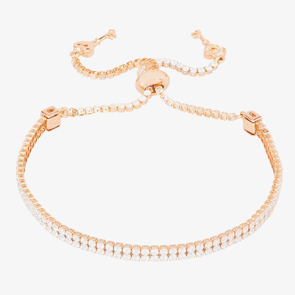 Isabella Verona Rose Gold Tone Double Row Cubic Zirconia Toggle Bracelet SBMBSRG16XXXA0-R