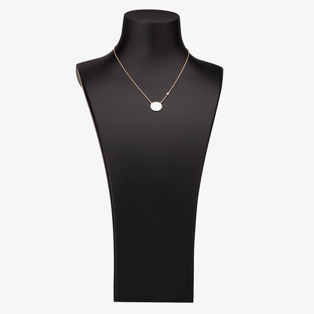 Isabella Verona Rose Gold Tone Cubic Zirconia Disc Necklace NES-825-4