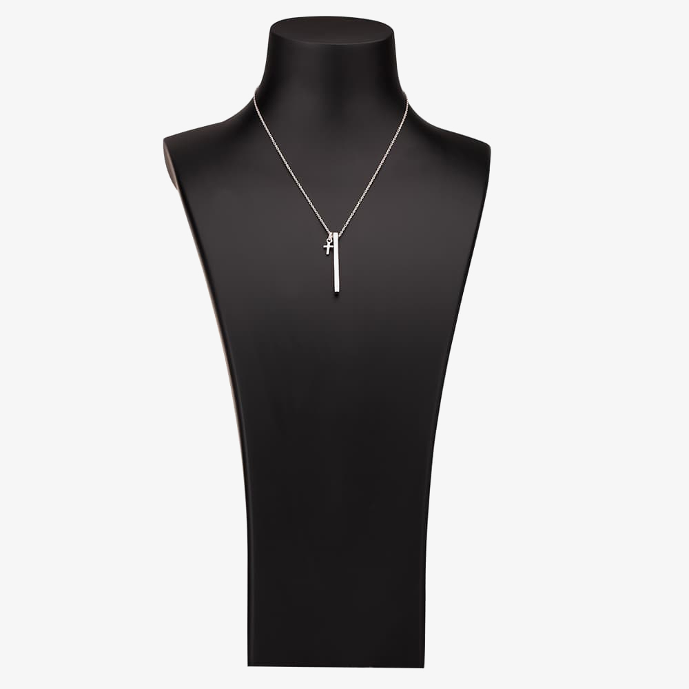 Isabella Verona Silver Bar and Cross Pendant NES-969-1