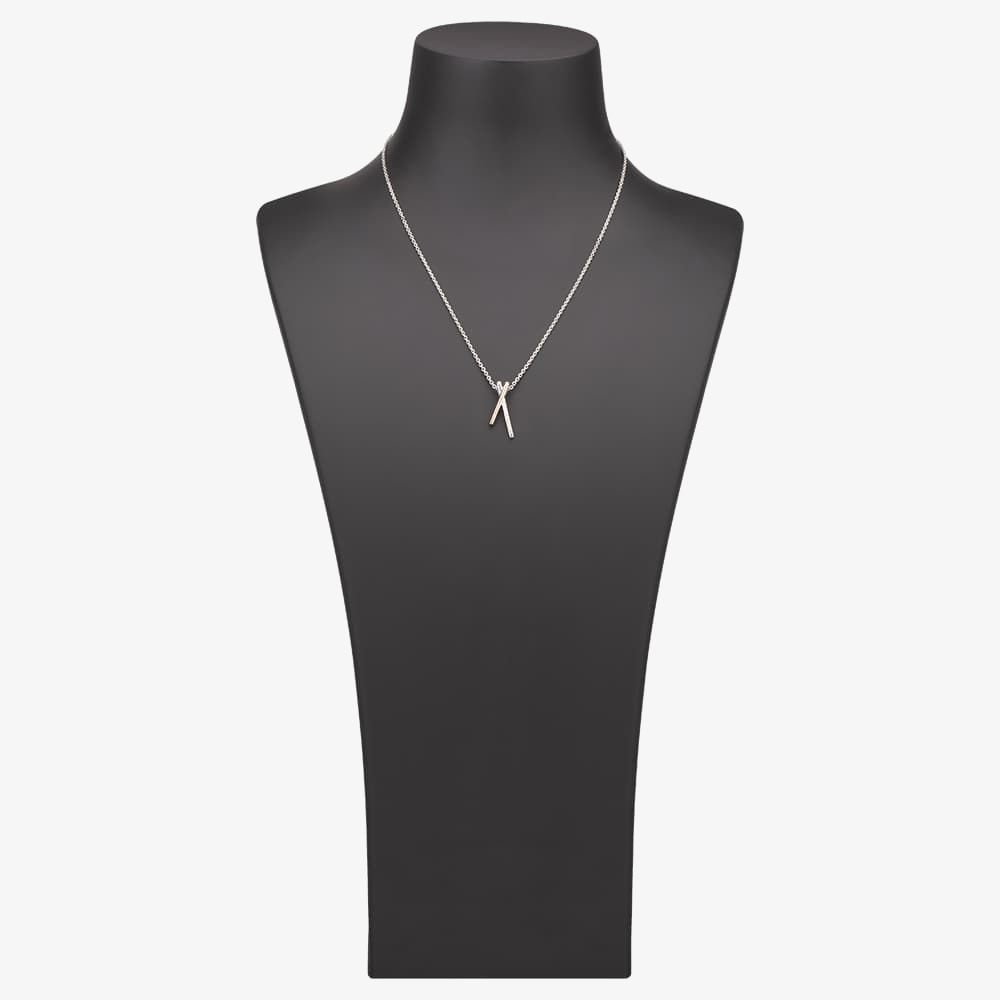 Silver Sparkle Two-Tone Fingers Crossed Pendant P3263CRG0.5(T)