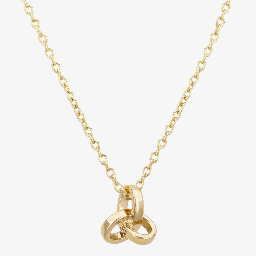 Product photograph of Silver Sparkle Gold Triskele Knot Pendant P3354caa0 5 T from The Jewel Hut